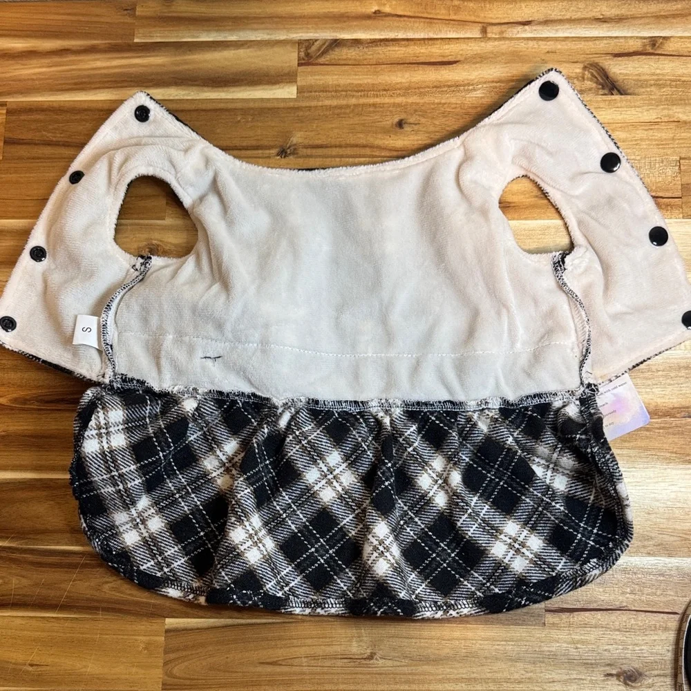 Plaid Black and White Holiday Skirt‎ with Bow Dog Dress